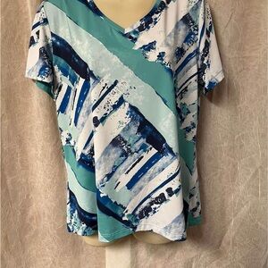 Coral Bay White and Green Graphic Short Sleeve Tee